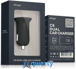 ELAGO Car Charger C6 - Dual USB (Black)