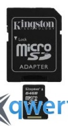 Kingston microSDXC 64GB Class 10 + SD адаптер (SDCX10/64GB)