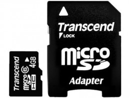 Transcend microSDHC 4 GB card Class 6 (SD 2.0) TS4GUSDHC6