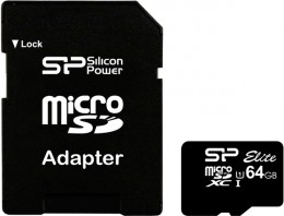 Silicon Power microSDXC 64 GB Class 10 UHS-I Elite (+ адаптер) SP064GBSTXBU1V10-SP