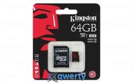 Kingston microSDXC 64GB Class 10 UHS-I U3 R90/W80MB/s + SD адаптер 4K Video