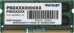 Patriot Signature Line SODIMM DDR3 1600MHz 4GB 1.35V (PSD34G1600L81S)