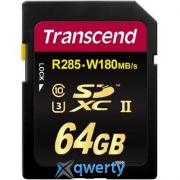 Transcend 64GB SDXC C10 UHS-II U3 R285/W180MB/s 4K (TS64GSD2U3)