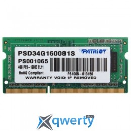 PATRIOT SODIMM DDR3 4GB 1600 MHZ (PSD34G160081S)