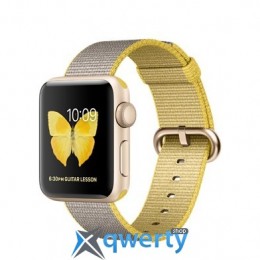 Apple Watch Series 2 38mm Gold Aluminum Case with Yellow/Light Gray Woven Nylon Band (MNP32)