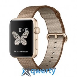 Apple Watch Series 2 42mm Gold Aluminum Case with Toasted Coffee/Caramel Woven Nylon Band (MNPP2)