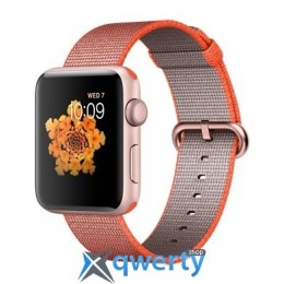 Apple Watch Series 2 42mm Rose Gold Aluminum Case with Space Orange/Anthracite Woven Nylon Band (MNPM2)