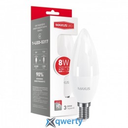 LED лампа MAXUS C37 CL-F 8W 3000K 220V E14 (1-LED-5317)