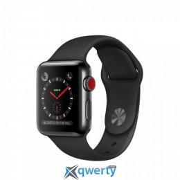 Apple Watch Series 3 GPS + LTE MQJW2 38mm Space Black Stainless Steel Case with Black Sport Band