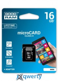 GOODRAM MicroSDHC 16GB Class 4 + SD adapter (M40A-0160R11)