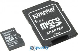 MicroSDHC 16GB UHS-I Class 10 Kingston + SD-adapter (SDC10G2/16GB)