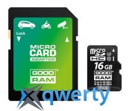 MicroSDHC 16GB UHS-I/U3 Class 10 GoodRam + SD-adapter R90/W45MB/s (M3AA-0160R11-DD)