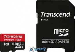microSD Transcend 400X 8GB Class 10 +SD адаптер (TS8GUSDU1)