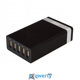 JUST Family Quint USB Wall Charger (8A/40W, 5USB) Black (WCHRGR-FMLY-BLCK)