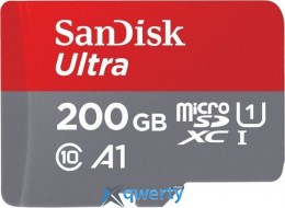 SanDisk 200GB microSDXC C10 UHS-I R100MB/s Ultra + SD (SDSQUAR-200G-GN6MA)