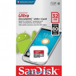 SanDisk 32GB microSDHC C10 UHS-I R80MB/s Ultra (SDSQUNC-032G-GN3MN)