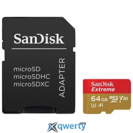 SanDisk 64GB microSDXC V30 A1 UHS-I U3 R100/W60MB/s 4K Extreme + SD (SDSQXAF-064G-GN6MA)