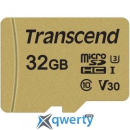 microSD Transcend 500S 32GB Class 10 V30 +SD адаптер (TS32GUSD500S)