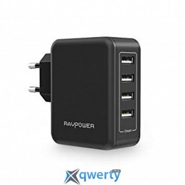 RAVPower USB 40W USB Plug Wall Charger, Black (RP-PC026BK)