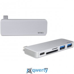 WIWU Adapter T6 USB-C to USB-C+SD+2xUSB3.0 HUB Silver (TCH6SL)