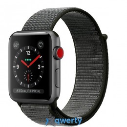Apple Watch Series 3 GPS + LTE MQJT2 38mm Space Gray Aluminum Case with Dark Olive Sport Loop