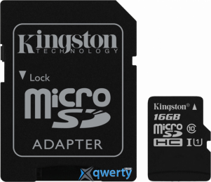 microSD Kingston 16GB Class 10 +SD адаптер (SDCS/16GB)