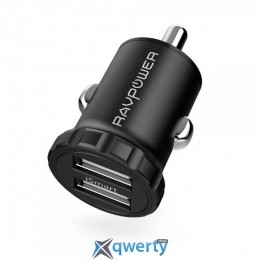 RAVPower Mini Dual USB Car Charger 24W 4.8A with iSmart 2.0 Charging Tech (RP-PC031)