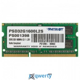 Patriot SODIMM DDR3-1600 2GB PC3-12800 Signature Line (PSD32G1600L2S)