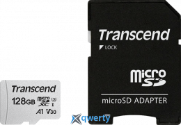 microSD Transcend 300S 128GB Class 10 V30 A1 +SD адаптер (TS128GUSD300S-A)