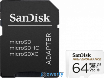 microSD SanDisk High Endurance 64GB Class 10 V30 +SD адаптер (SDSQQNR-064G-GN6IA)