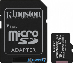 microSD Kingston Canvas Select Plus 128GB Class 10 V10 A1 +SD адаптер (SDCS2/128GB) 740617298703