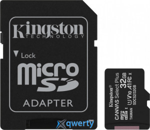 microSD Kingston Canvas Select Plus 32GB Class 10 V10 A1 +SD адаптер (SDCS2/32GB) 740617298680