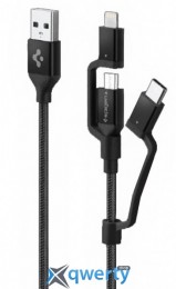 Spigen Essential C10I3 Black USB-C+Micro-B 5-pin+USB Lightning to USB 2.0 (000CB22774)