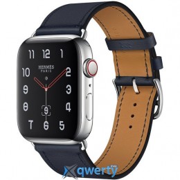 Apple Watch Hermes Series 4 GPS + LTE (MU6W2) 44mm Stainless Steel Case with Bleu Indigo Swift Leather Single Tour