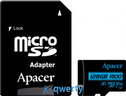 microSD Apacer R100 128GB Class 10 V30 +SD адаптер (AP128GMCSX10U7-R) 4712389915948