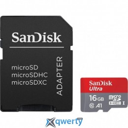 microSD 16GB SanDisk Ultra UHS-I Class 10 A1 +SD адаптер (SDSQUAR-016G-GN6IA)