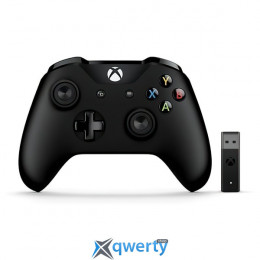 Microsoft Xbox One S Black Wireless Controller + Adapter for Windows