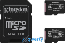 microSD Kingston Canvas Select Plus 2x32GB Class 10 V10 A1 +SD адаптер (SDCS2/32GB-2P1A)
