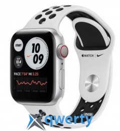 Apple Watch Nike Series 6 GPS + Cellular 40mm Silver Alu Case w. Pure Platinum/Black Sport B. (M06J3) / M07C3