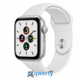 Apple Watch SE GPS 44mm Silver Aluminum Case w. White Sport B. (MYDQ2)