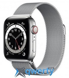 Apple Watch Series 6 GPS + Cellular 40mm Silver Stainless Steel Case w. Silver Milanese L. (M02V3) / M06U3