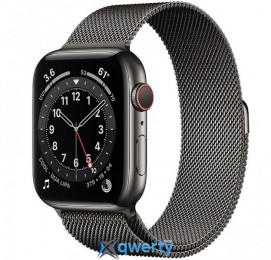 Apple Watch Series 6 GPS + Cellular, 44mm Graphite Stainless Steel Case with Graphite Milanese Loop  M09J3