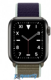 Apple Watch Series 5 GPS 44mm Space Black Titanium Case with Khaki Sport Loop (MX5G2)