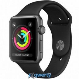 Apple Watch Series 3 GPS, 38mm Space Grey Aluminium Case with Blac (MTF02GK/A)