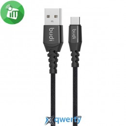 Budi Type C to USB Charge/Faster, zinc alloy metal 1m, Black M8J191T-BLK