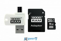 microSD Goodram M1A4 16GB Class 10 +SD адаптер +кард ридер (M1A4-0160R12) 5908267930267