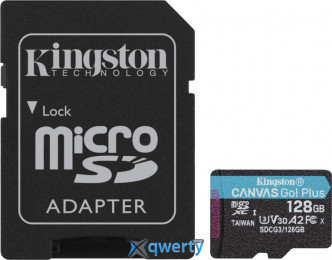 microSD Kingston Canvas Go! Plus 128GB Class 10 V30 A2 +SD адаптер (SDCG3/128GB)