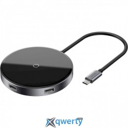 USB-Hub Baseus Circular Mirror Wireless Charger HUB (TYPE-C to USB 3.0*1+USB2.0*3/TYPE-C)Deep gray (WXJMY-0G)