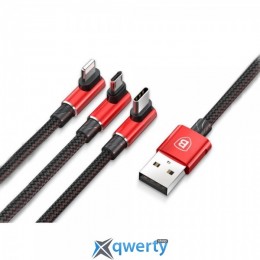 Micro USB/Lightning/USB Type-C Baseus MVP 3 in 1 Mobile Game Cable USB For MicroUSB+Lightning+Type-C 3.5A 1.2M Red (CAMLT-WZ09)
