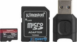 microSD 128GB Kingston Canvas React Plus UHS-III Class 10 V90 A1 +SD  адаптер + USB-A адаптер (MLPMR2/128GB)
